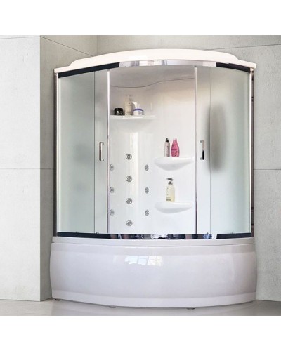 Душевой бокс Royal Bath ALP 150х100 RB150ALP-C-CH-L с гидромассажем стекло матовое задняя стенка Белая