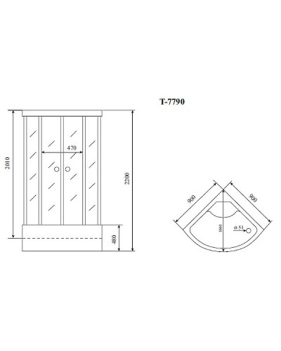 Душевая кабина Timo Lux 90x90 T-7790 с гидромассажем