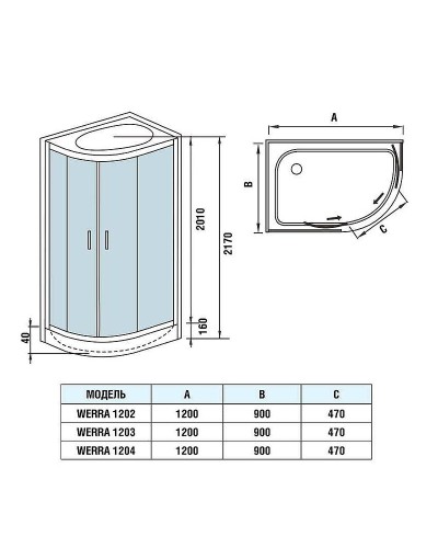 Душевая кабина WeltWasser WW500 Werra 1202 120x90 L 10000003235 без гидромассажа