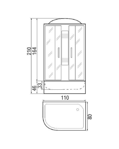 Душевая кабина River Nara 110x80 МТ R 10000002816 с поддоном