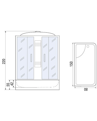 Душевой бокс River Nara 150x80 МТ 10000003025 с поддоном