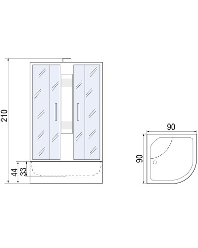 Душевая кабина River Rein 90x90 МТ Б/К 10000001254 с поддоном