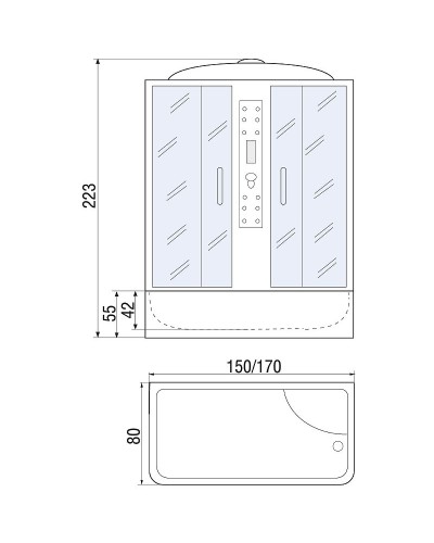 Душевой бокс River Wisla 170x80 ТН 10000002110 с поддоном