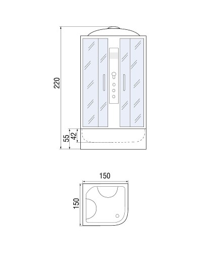 Душевой бокс River Temza 150x150 МТ 10000002238 с поддоном