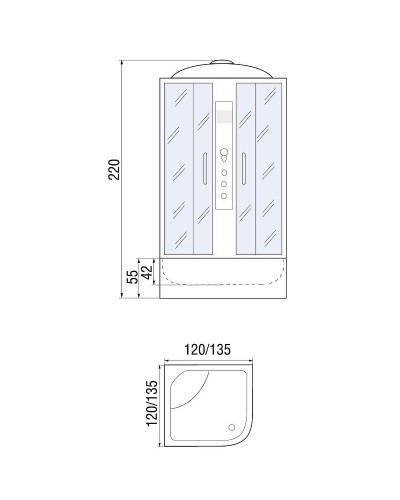 Душевой бокс River Temza 120x120 МТ 10000002183 с поддоном
