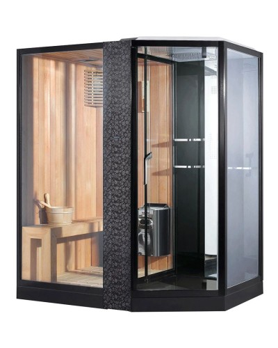 Душевая кабина Orans 180x130 L 89103lb с сауной профиль Черный стекло прозрачное