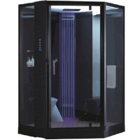 Душевая кабина Orans 130x130 89106b0 с баней профиль Черный задние стенки Черные