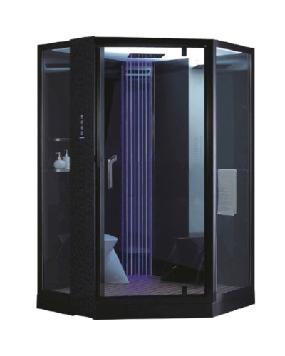 Душевая кабина Orans 130x130 89106b0 с баней профиль Черный задние стенки Черные