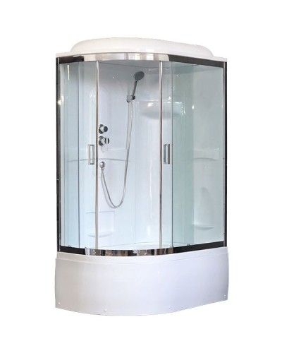 Душевая кабина Royal Bath ВК 120x80 RB8120BK1-T-CH-R стекло прозрачное задние стенки Белые
