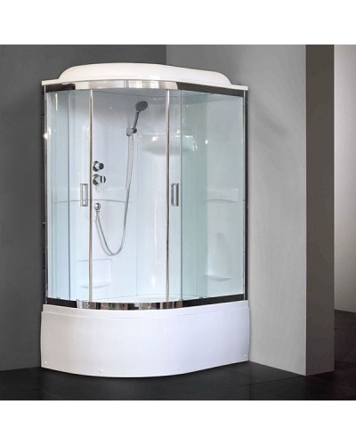 Душевая кабина Royal Bath ВК 120x80 RB8120BK1-T-CH-R стекло прозрачное задние стенки Белые