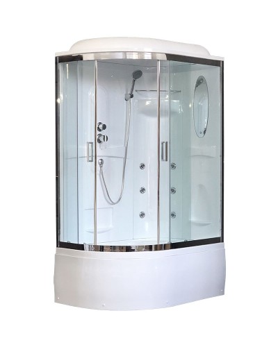 Душевая кабина Royal Bath ВК 120x80 RB8120BK2-T-CH-R с гидромассажем стекло прозрачное задние стенки Белые