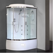 Душевая кабина Royal Bath ВК 120x80 RB8120BK2-T-CH-R с гидромассажем стекло прозрачное задние стенки Белые