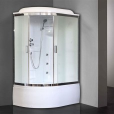 Душевая кабина Royal Bath ВК 120x80 RB8120BK2-M-CH-R с гидромассажем стекло матовое задние стенки Белые
