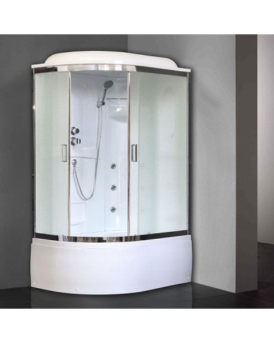Душевая кабина Royal Bath ВК 120x80 RB8120BK2-M-CH-R с гидромассажем стекло матовое задние стенки Белые