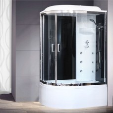Душевая кабина Royal Bath ВК 120x80 RB8120BK3-BT-CH-R с гидромассажем стекло прозрачное задние стенки Черные