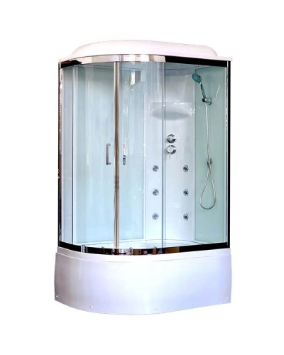 Душевая кабина Royal Bath ВК 120x80 RB8120BK3-WT-CH-R с гидромассажем стекло прозрачное задние стенки Белые