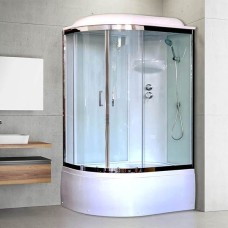Душевая кабина Royal Bath ВК 120x80 RB8120BK6-WT-CH-R стекло прозрачное задние стенки Белые