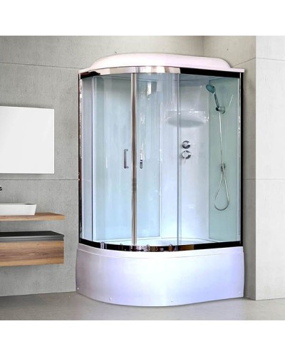 Душевая кабина Royal Bath ВК 120x80 RB8120BK6-WT-CH-R стекло прозрачное задние стенки Белые