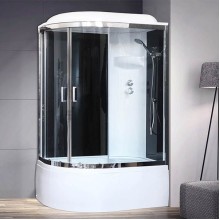 Душевая кабина Royal Bath ВК 120x80 RB8120BK6-BT-CH-R стекло прозрачное задние стенки Черные