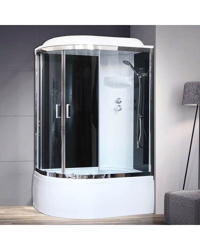 Душевая кабина Royal Bath ВК 120x80 RB8120BK6-BT-CH-R стекло прозрачное задние стенки Черные