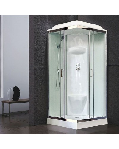 Душевая кабина Royal Bath HP 90х90 RB90HP6-WT-CH стекло прозрачное задняя стенка Белая