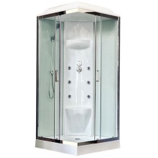 Душевая кабина Royal Bath HP 80х80 RB80HP7-WT-CH с гидромассажем стекло прозрачное задняя стенка Белая