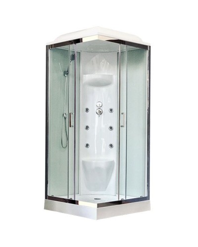 Душевая кабина Royal Bath HP 80х80 RB80HP7-WT-CH с гидромассажем стекло прозрачное задняя стенка Белая