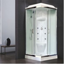 Душевая кабина Royal Bath HP 80х80 RB80HP7-WT-CH с гидромассажем стекло прозрачное задняя стенка Белая
