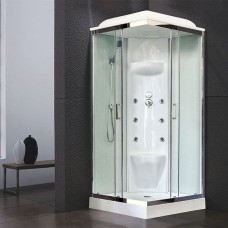 Душевая кабина Royal Bath HP 80х80 RB80HP7-WT-CH с гидромассажем стекло прозрачное задняя стенка Белая