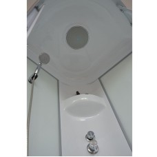 Душевая кабина Royal Bath HP 80х80 RB80HP7-WT-CH с гидромассажем стекло прозрачное задняя стенка Белая