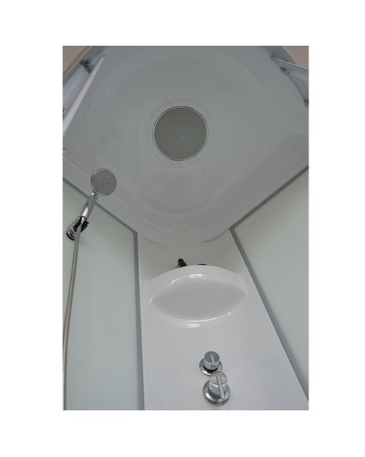 Душевая кабина Royal Bath HP 80х80 RB80HP7-WT-CH с гидромассажем стекло прозрачное задняя стенка Белая