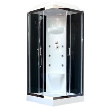 Душевая кабина Royal Bath HP 80х80 RB80HP7-BT-CH с гидромассажем стекло прозрачное задняя стенка Черная