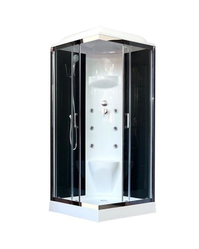 Душевая кабина Royal Bath HP 80х80 RB80HP7-BT-CH с гидромассажем стекло прозрачное задняя стенка Черная