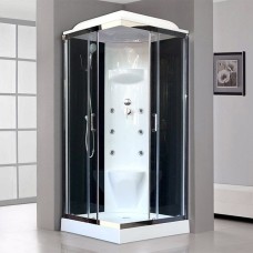 Душевая кабина Royal Bath HP 80х80 RB80HP7-BT-CH с гидромассажем стекло прозрачное задняя стенка Черная