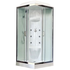Душевая кабина Royal Bath HP 90х90 RB90HP7-WT-CH с гидромассажем стекло прозрачное задняя стенка Белая