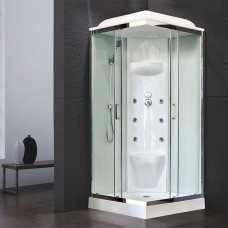 Душевая кабина Royal Bath HP 90х90 RB90HP7-WT-CH с гидромассажем стекло прозрачное задняя стенка Белая