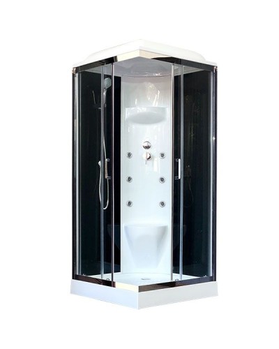 Душевая кабина Royal Bath HP 90х90 RB90HP7-BT-CH с гидромассажем стекло прозрачное задняя стенка Черная