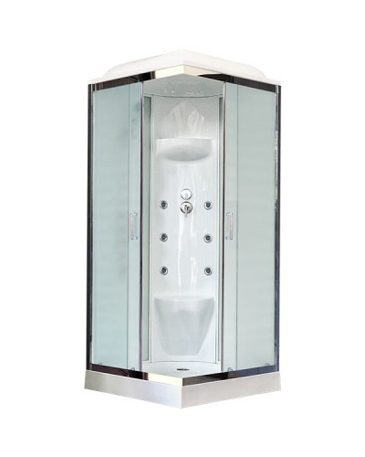 Душевая кабина Royal Bath HP 90х90 RB90HP7-WC-CH с гидромассажем стекло матовое задняя стенка Белая