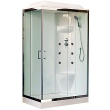 Душевая кабина Royal Bath HP 120х80 RB8120HP7-WT-CH-R с гидромассажем стекло прозрачное задняя стенка Белая