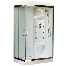Душевая кабина Royal Bath HP 120х80 RB8120HP7-WT-CH-R с гидромассажем стекло прозрачное задняя стенка Белая