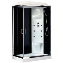 Душевая кабина Royal Bath HP 120х80 RB8120HP7-BT-CH-R с гидромассажем стекло прозрачное задняя стенка Черная