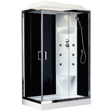 Душевая кабина Royal Bath HP 120х80 RB8120HP7-BT-CH-R с гидромассажем стекло прозрачное задняя стенка Черная