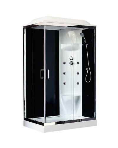 Душевая кабина Royal Bath HP 120х80 RB8120HP7-BT-CH-R с гидромассажем стекло прозрачное задняя стенка Черная