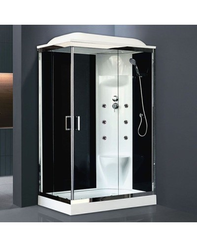 Душевая кабина Royal Bath HP 120х80 RB8120HP7-BT-CH-R с гидромассажем стекло прозрачное задняя стенка Черная