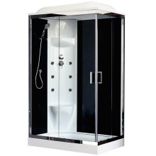 Душевая кабина Royal Bath HP 120х80 RB8120HP7-BT-CH-L с гидромассажем стекло прозрачное задняя стенка Черная