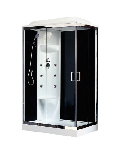 Душевая кабина Royal Bath HP 120х80 RB8120HP7-BT-CH-L с гидромассажем стекло прозрачное задняя стенка Черная