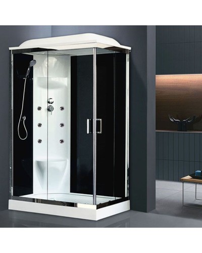 Душевая кабина Royal Bath HP 120х80 RB8120HP7-BT-CH-L с гидромассажем стекло прозрачное задняя стенка Черная