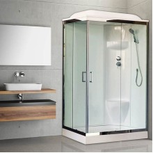 Душевая кабина Royal Bath HP 120х80 RB8120HP6-WT-CH-R стекло прозрачное задняя стенка Белая