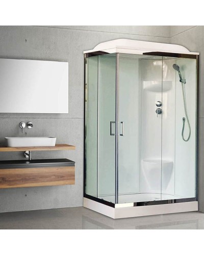 Душевая кабина Royal Bath HP 120х80 RB8120HP6-WT-CH-R стекло прозрачное задняя стенка Белая