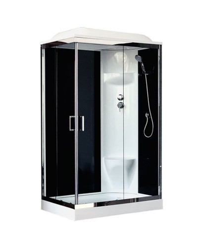 Душевая кабина Royal Bath HP 120х80 RB8120HP6-BT-CH-R стекло прозрачное задняя стенка Черная